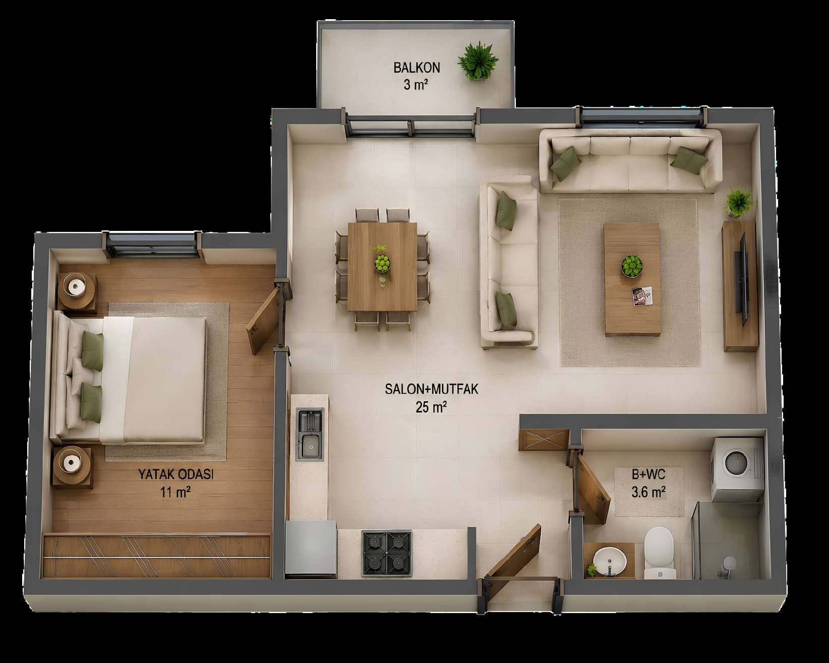 Sky Homes 1+1 daire planı