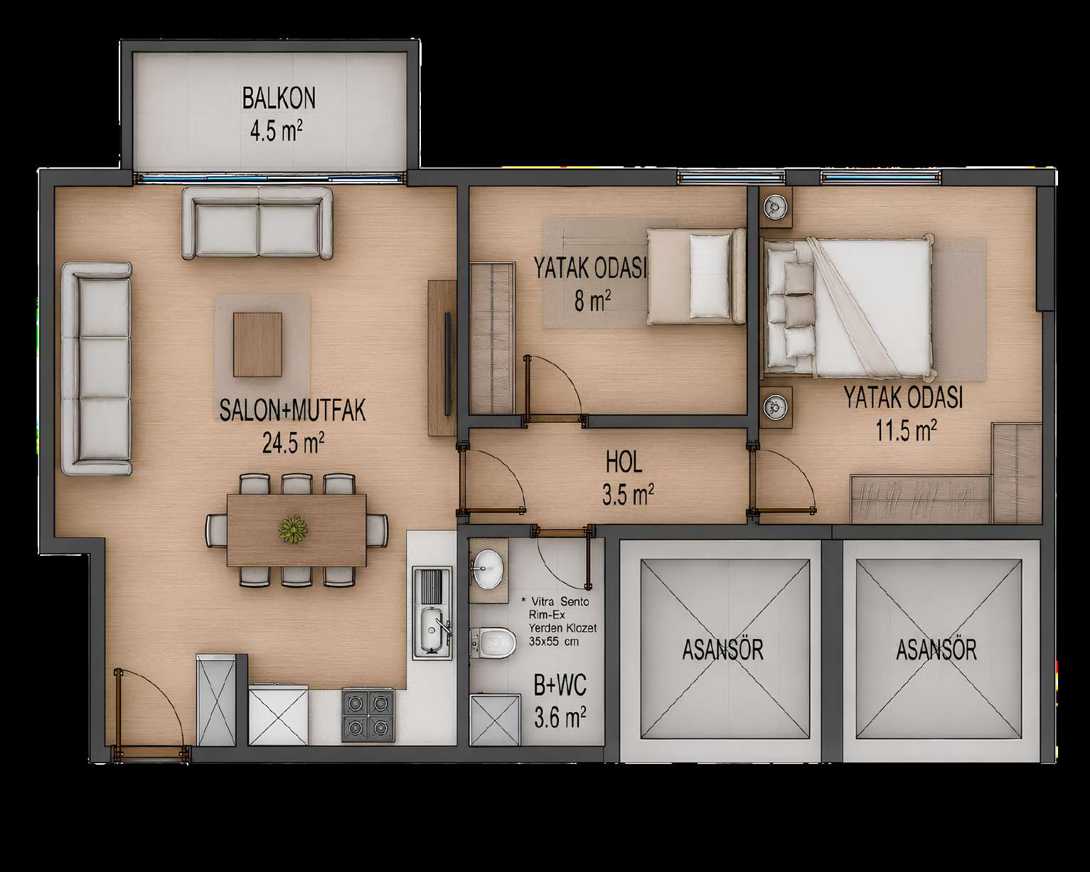 Sky Homes 2+1 ikinci plan alternatifi